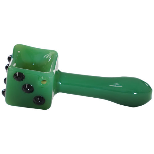Unbranded Hand Pipe Square Dice (4556) Glass 5.0" Jade Green