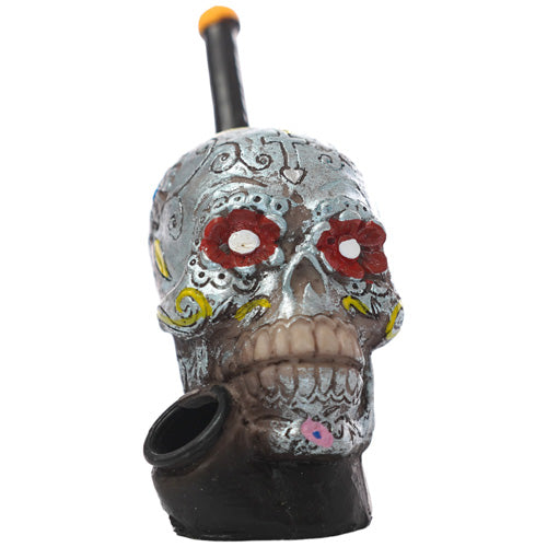 Unbranded Hand Pipe Characters (4668) Wood 5.0" Skull Mex