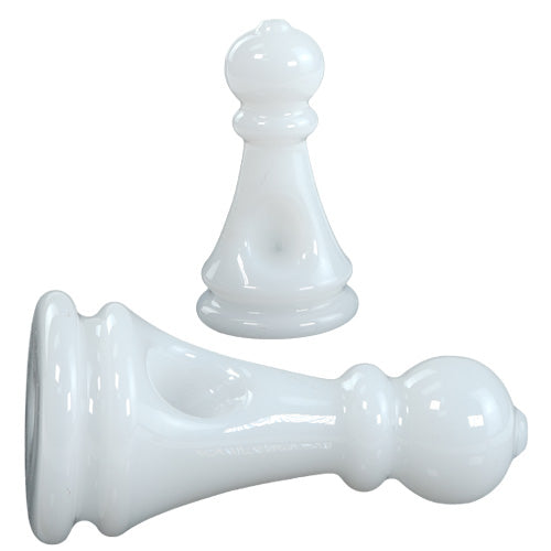 Unbranded Hand Pipe With Chess Design (4692) Glass 4.0" White