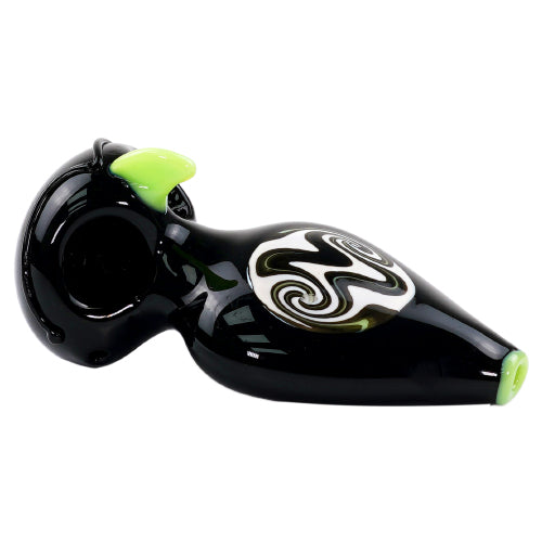 Unbranded Hand Pipe Owl Reverse Artwork on the Top (4726) Glass 5.0" Green