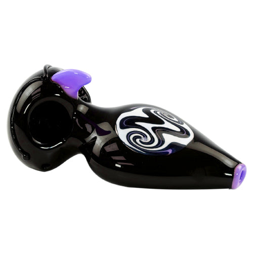 Unbranded Hand Pipe Owl Reverse Artwork on the Top (4726) Glass 5.0" Purple