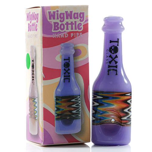 Toxic Hand Pipe Bottle Wigwag TXH12 (6294) Glass 4.0" Slime Purple