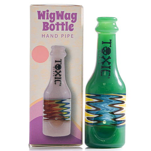 Toxic Hand Pipe Bottle Wigwag TXH12 (6294) Glass 4.0" Jade Green