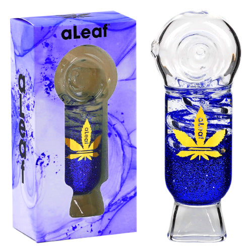 aLeaf Hand Pipe Glitter With Swirl (7152) Glass 4.0" Purple