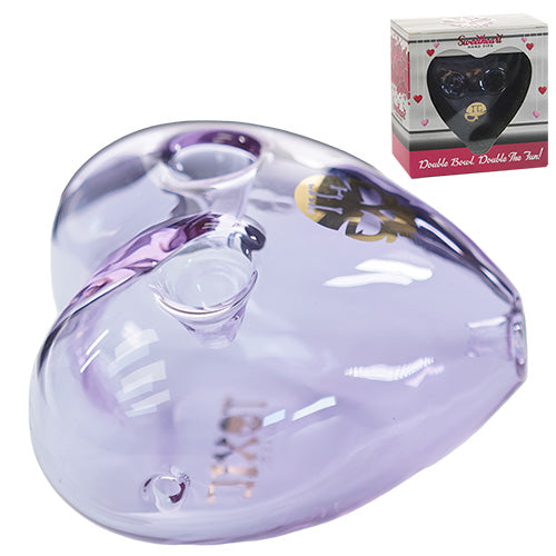 Toxic Hand Pipe Double Bowl Heart Hand TXH19 (7444) Glass 3.0" Purple