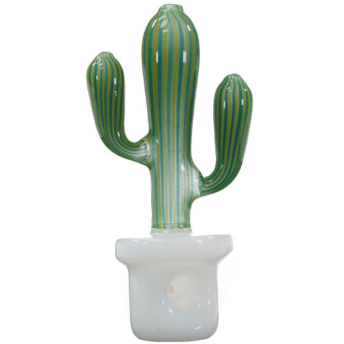 Unbranded Hand Pipe Cactus (8394) Glass 5.5" White