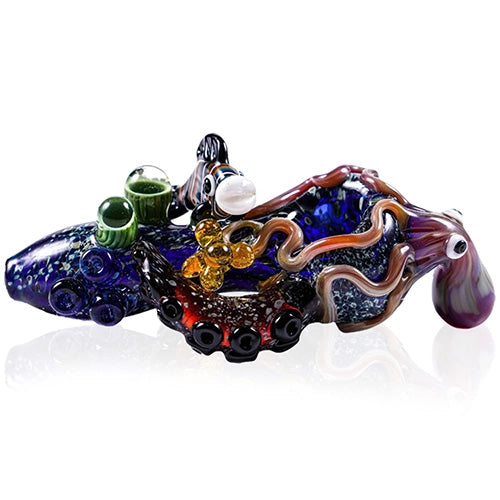 MK Glass Hand Pipe Sealife Octopus Premium MKH18 (8512) Glass 6.0" Blue