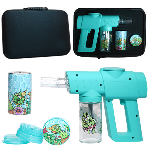 Unbranded Glass Electric Set (Bong, Jar, Grinder,Tool) (2469) 8.5" Teal