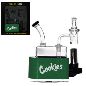Unbranded Glass Rig In One -Cookies- Dab Rig Kit - with Quartz Banget, Carb Cap, Torch, Dabbing Tool (6110) 6.5" Green