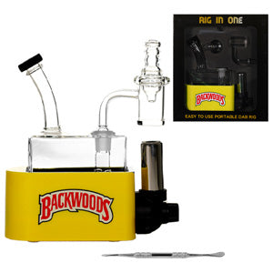 Unbranded Glass Backwoods - Rig In One-Dab Rig Kit - with Quartz Banget, Carb Cap, Torch, Dabbing Tool (6112) 6.5" Yellow