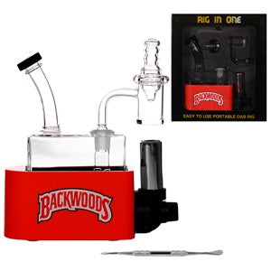 Unbranded Glass Backwoods - Rig In One-Dab Rig Kit - with Quartz Banget, Carb Cap, Torch, Dabbing Tool (6112) 6.5" Red