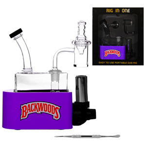 Unbranded Glass Backwoods - Rig In One-Dab Rig Kit - with Quartz Banget, Carb Cap, Torch, Dabbing Tool (6112) 6.5" Purple