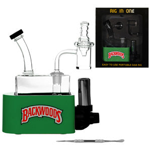 Unbranded Glass Backwoods - Rig In One-Dab Rig Kit - with Quartz Banget, Carb Cap, Torch, Dabbing Tool (6112) 6.5" Green