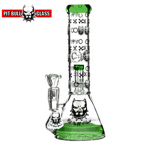 Pit Bull Glass Glass Luxe Series Beaker Showerhead (6510) 11.5" Green