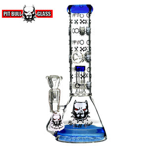 Pit Bull Glass Glass Luxe Series Beaker Showerhead (6510) 11.5" Blue