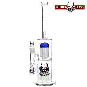 Pit Bull Glass Glass Double Tree Sower With 10 Arms (6512) 16.0" Blue
