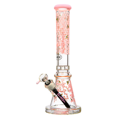 aLeaf Glass 9mm Beaker Slime Hollow Base Honeycomb (6587) 16.0" Pink