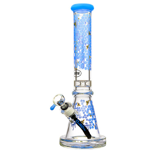 aLeaf Glass 9mm Beaker Slime Hollow Base Honeycomb (6587) 16.0" Blue