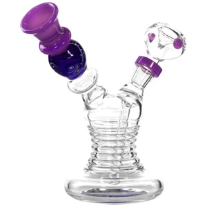 Unbranded Glass Ribbed With Designer Pattern (7122) 7.0" Purple