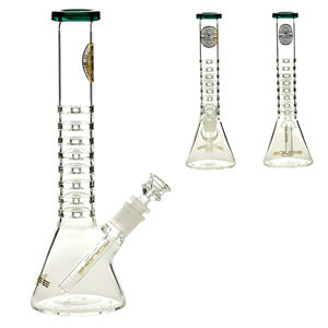 Bougie Glass Glass Beaker with 8 Rings (7533) 12.0" Teal