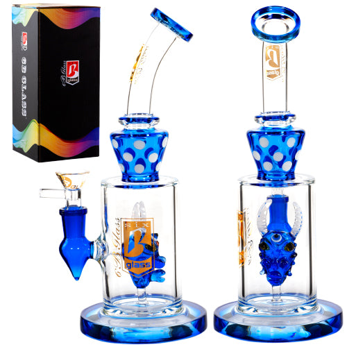 6B Glass Glass Tube With Devil Inside (7566) 9.5" Blue