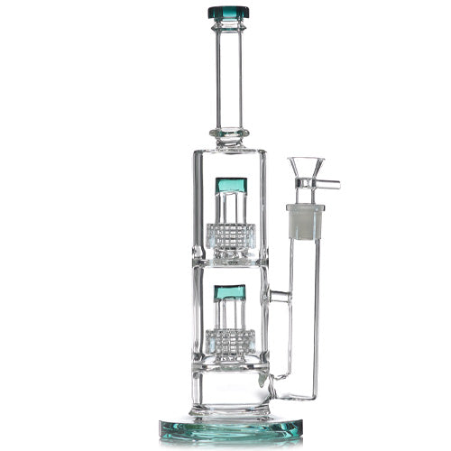 Unbranded Glass Double Stage (8114) 13.0" Teal