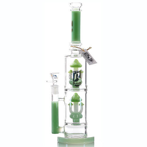 6B Glass Glass Mushrooms (8285) 14.5" Green