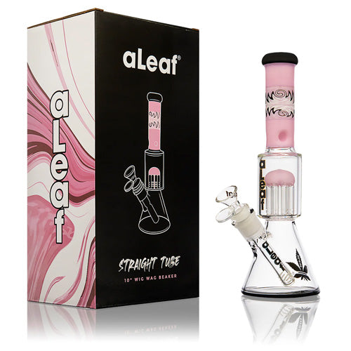 aLeaf Glass Straight Tube Wig Wag (8480) 10.0" Pink