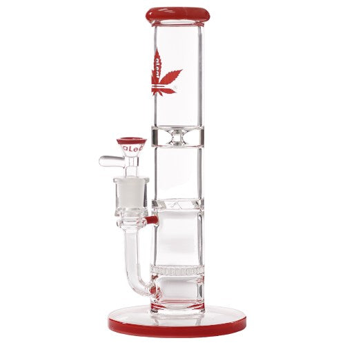 aLeaf Glass Dual Tornado & Honeycomb Tube (8528) 10.0" Red