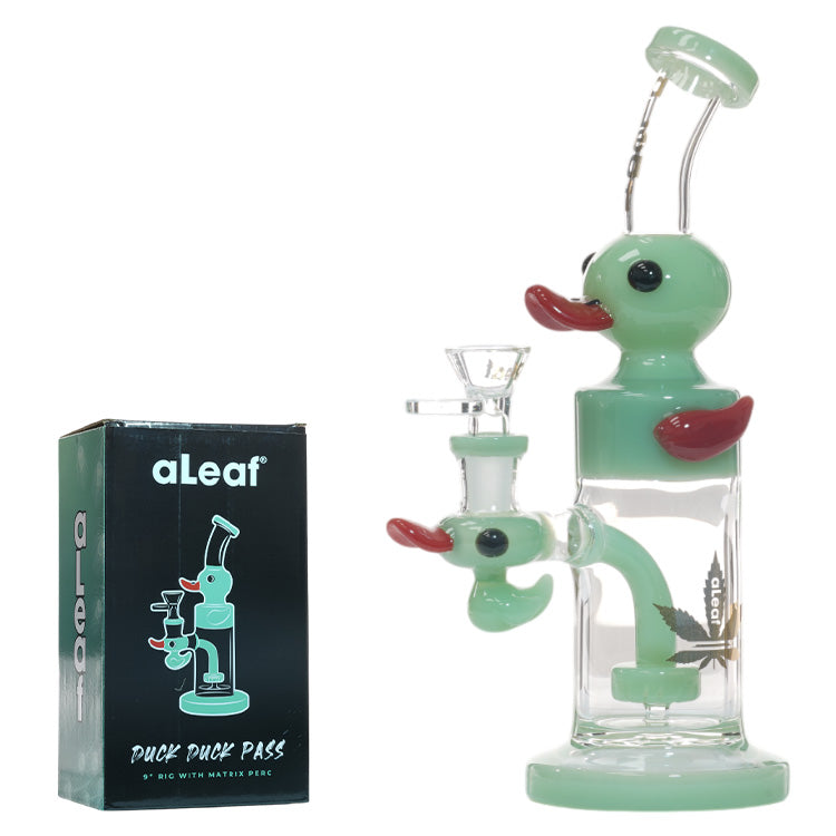 aLeaf Glass Duck Duck Pass (8534) 9.0" Jade Green