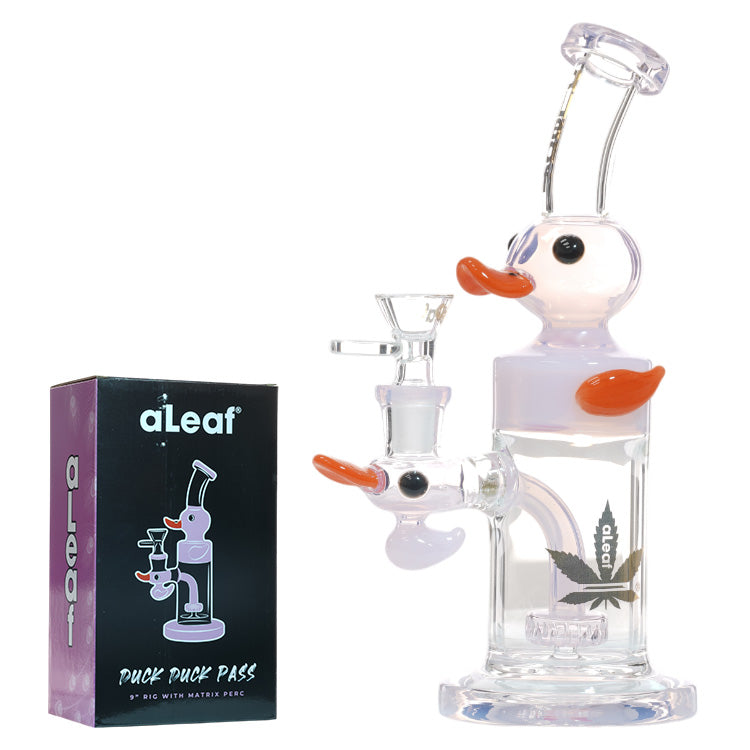 aLeaf Glass Duck Duck Pass (8534) 9.0" Pink