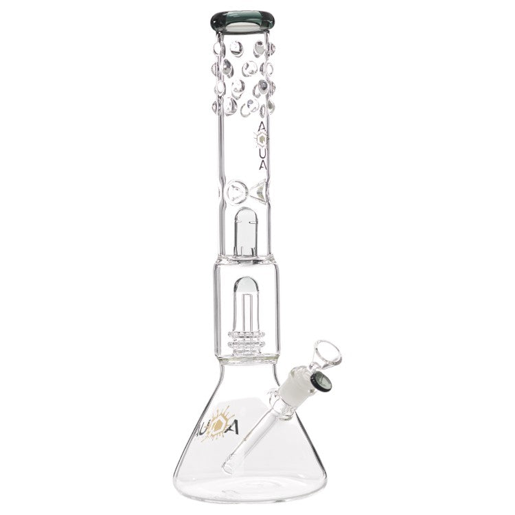 Aqua Glass Beaker with Double Showe (8914) 17.5" Smoke