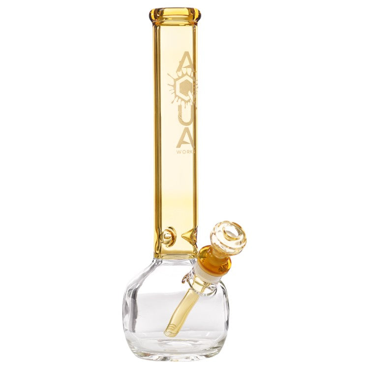 Aqua Glass Thick Round Bottom (8927) 15.0" Gold