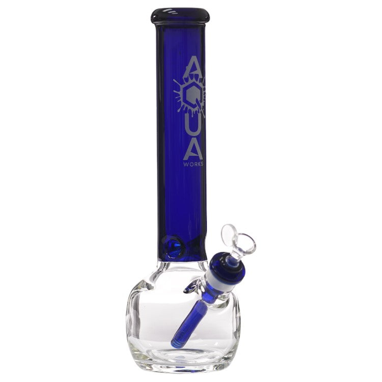 Aqua Glass Thick Round Bottom (8927) 15.0" Dark Blue