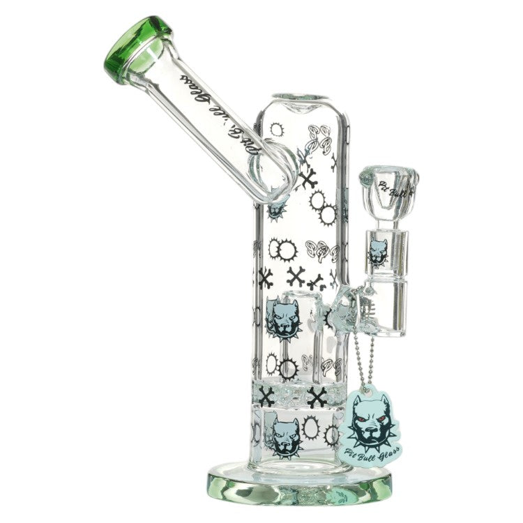 Pit Bull Glass Glass Logo Bubbler (8959) 10.0" Green