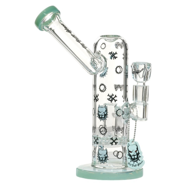 Pit Bull Glass Glass Logo Bubbler (8959) 10.0" Milky Green