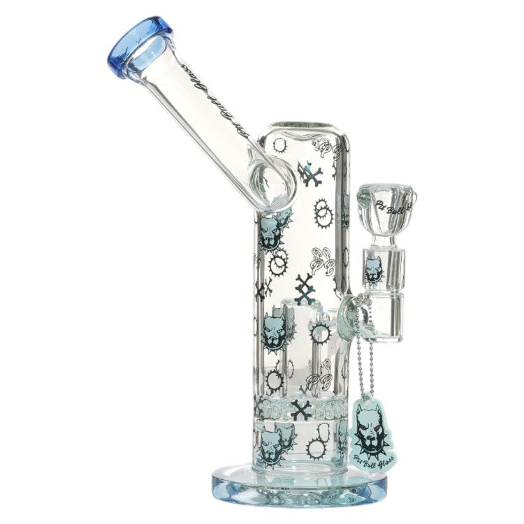 Pit Bull Glass Glass Logo Bubbler (8959) 10.0" Blue