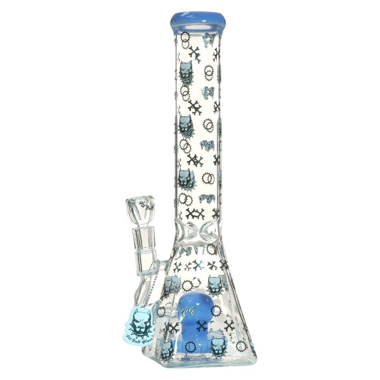 Pit Bull Glass Glass Logo BK (8971) 14.0" Milky Blue
