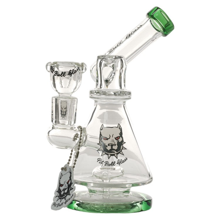Pit Bull Glass Glass Bubbler (8973) 7.0" Green