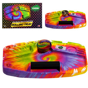 Endo Sets Premium Rolling Tray - with Grinder Tie Dye