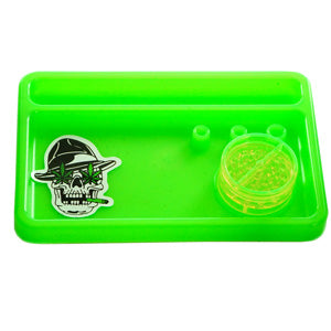 Unbranded Sets Plastic Tray 8.5" x 5.5" with 50mm Plastic Grinder 8.5" Green