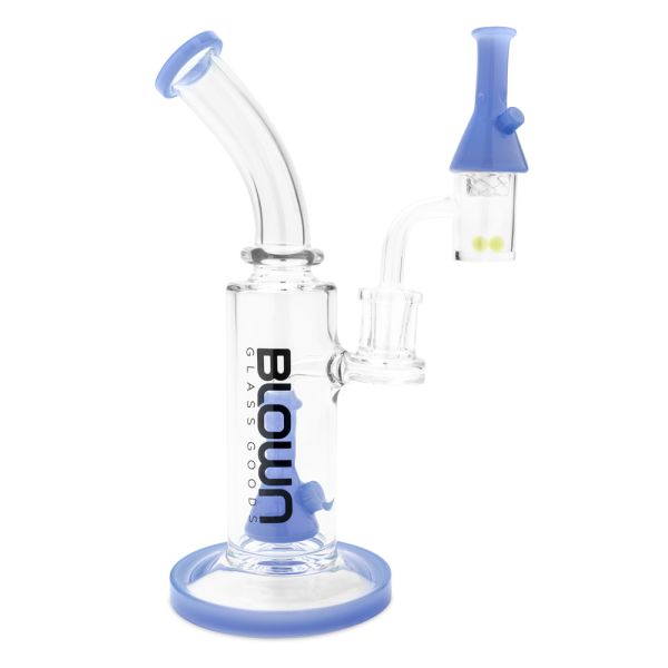 Blown Glass - Arise - 9" Rig w/Colored Perc and Mouth Piece in Blown Box Light Blue