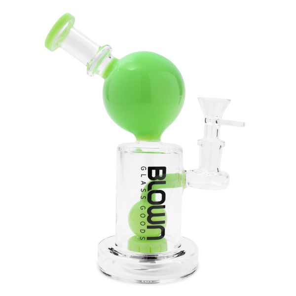 Blown Glass - Scope - 8" Rig w/Perc and Globe Mouth Piece in Blown Box Slime
