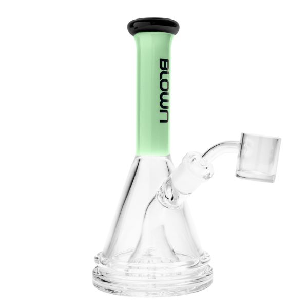 Blown Glass Beaker w/ Fixed shower head w/banger 7.5" Green