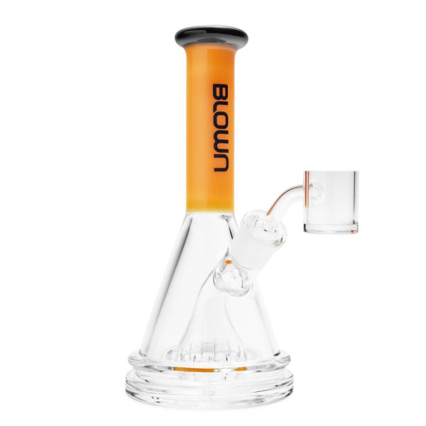 Blown Glass Beaker w/ Fixed shower head w/banger 7.5" Yellow