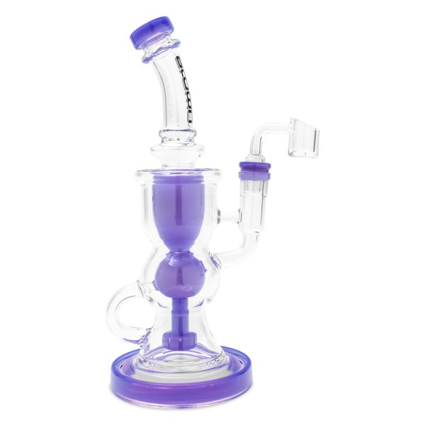 Blown Glass Delta Recycler Rig w/banger in Blown BOX 10.0" Purple