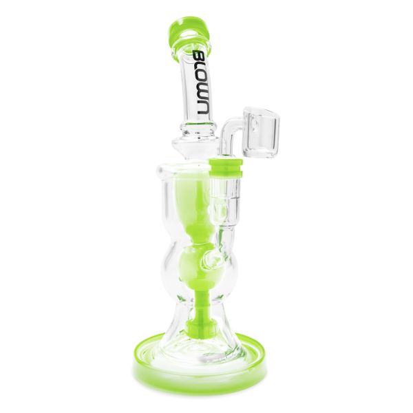 Blown Glass Delta Recycler Rig w/banger in Blown BOX 10.0" Slime