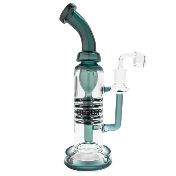 Blown Glass BETA Rig w/ Plate Percs 10.0" Dark Green