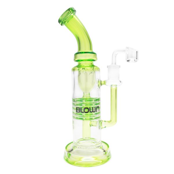 Blown Glass BETA Rig w/ Plate Percs 10.0" Green