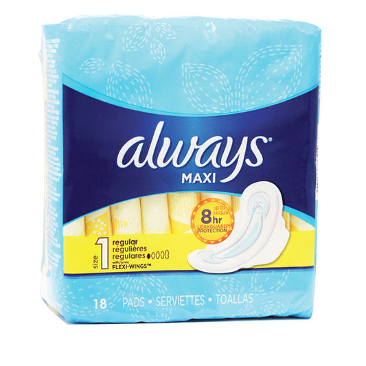 ALWAYS Feminine Hygiene MAXI PADS 18 CT REG WITH WINGS